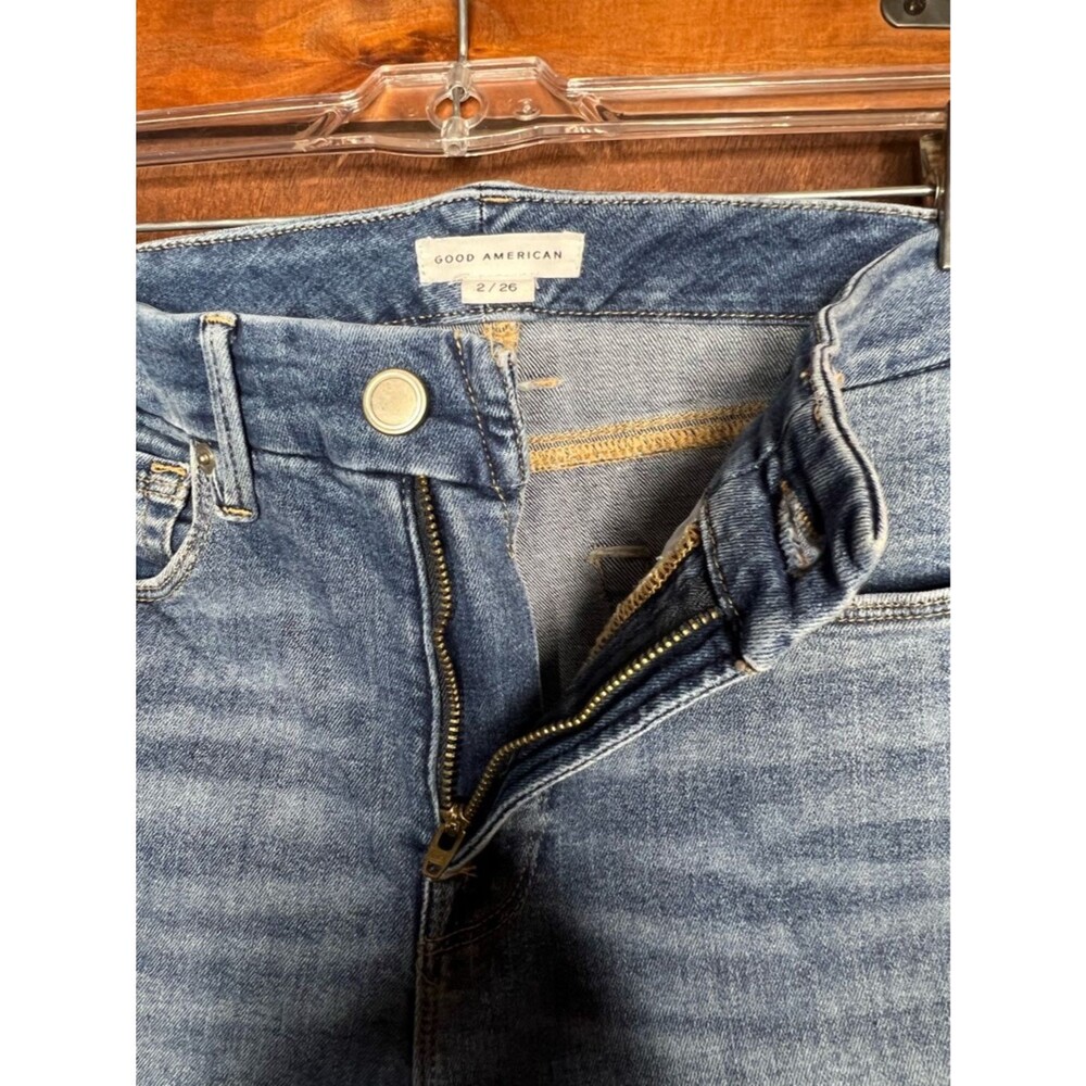 Good American Good Legs Skinny Jeans Distressed Mid Rise Stretch Casual Denim 26 - Picture 3 of 5